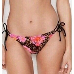 Victoria's Secret String Bikini Bottom Size XXL Floral Cheetah Animal Print NWT
